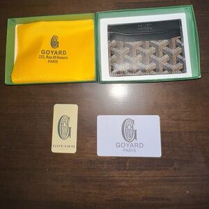 Goyard Green Chevron Leather Card Sleeve